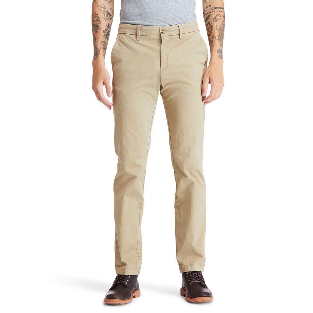 Pantalones Timberland Hombre Squam Lake Stretch Chino Kaki - Chile HCI-426759